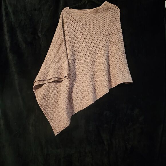 NWT J. Jill Women's Knit Tan Asymmetrical Poncho One Size Cotton Nylon Wool - Picture 2 of 5